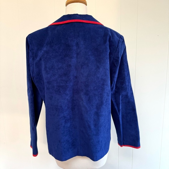 VTG Helga 1970s Groovy Ultra Suede Blazer Jacket Vintage 12 Blue Red ULTRASUEDE - Picture 3 of 5